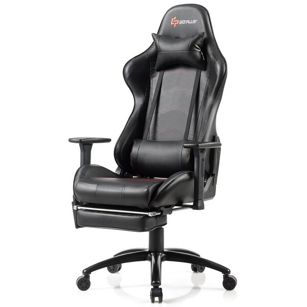 Goplus Massage Gaming Chair Adjustable Reclining Racing Chair